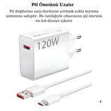  120W Turbo Ultra Hızlı Akım Korumalı Şarj Aleti USB- Type-C Kablo ve Adaptör Şarj Seti