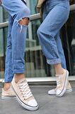 Tomiross Unısex Bej Garantili Ortopedik Keten Günlük Kullanım Sneaker Ayakkabı X-STAR-7284
