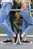 Tomiross Unısex Siyah Beyaz Garantili Ortopedik Keten Günlük Kullanım Sneaker Ayakkabı X-STAR-7284