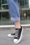 Tomiross Unısex Siyah Beyaz Garantili Ortopedik Keten Günlük Kullanım Sneaker Ayakkabı X-STAR-7284