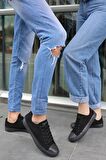 Tomiross Unısex Siyah Siyah  Garantili Ortopedik Keten Günlük Kullanım Sneaker Ayakkabı X-STAR-7284