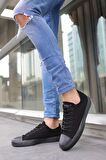 Tomiross Unısex Siyah Siyah  Garantili Ortopedik Keten Günlük Kullanım Sneaker Ayakkabı X-STAR-7284
