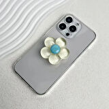 Microcase 3D Çiçek Tasarımlı 3M Yapıştırmalı El Parmak Tutucu Cep Telefonu Tutacağı Popsocket - MAVİ AL5246