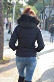 Barbora Günlük Kürklü Şişme Kadın Mont tr807siyah