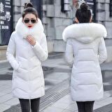 Barbora Günlük Kışlık Kapüşonu Kürklü Kadın Şişme Mont bt331beyaz4