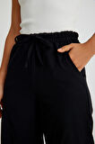 Barbora Keten Günlük Pantolon Beli Lastikli Bağcıklı Ln12siyah1