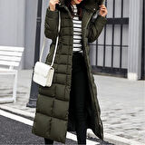 Kışlık Tam Boy Kürklü Şişme Kadın Mont