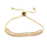 Altın Renk Zirkon Beyaz Taş  Baget Asansör  Bileklik - 1413