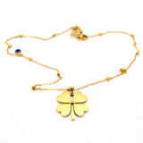 Altın Renk Çelik Top Zincir Yonca Kolye - 1436