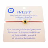 Altın Renk İp Karışık Göz Nazar İp Bileklik - 1808