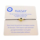 Altın Renk İp Karışık Göz Nazar İp Bileklik - 1808