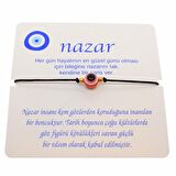 Altın Renk İp Karışık Göz Nazar İp Bileklik - 1808