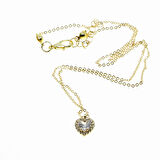 Altın Renk Beyaz Taş Pandora Kalp Model Zirkon Kolye - 2871