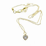 Altın Renk Beyaz Taş Pandora Kalp Model Zirkon Kolye - 2871