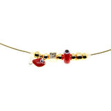 Altın Renk Kırmızı Mineli Balık Pandora Model Zirkon Kolye  - 2986