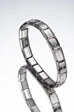 Gümüş Renk 18 Parçadan Oluşan Unisex Nomi İtalyan Charm Bileklik 18 Cm. Çelik Bileklik - 3120
