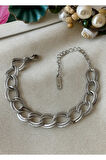Gümüş Renk Samanyolu Zincir Çelik Bileklik - 3337