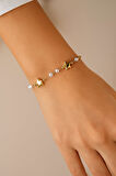 Altın Renk Yıldız Sıra İnci Asansör Çelik Bileklik - 3591