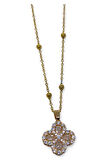 Altın Renk Beyaz Taş Van Cleff Yonca Damla Taşlı Model Top Zincir Çelik Kolye- 3717