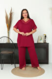 Kadın Büyük Beden Mor Pijama Takımı 