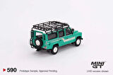 Mini GT 1/64 Land Rover Defender 110 1985 County Station Wagon Trident Green