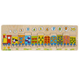 Ahşap Bultak Numaralı Hayvanlı Tren Puzzle 11 Parça 44,5x15 cm Eğitici Sayı Oyunu