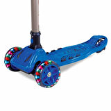 Katlanabilen 3 Tekerlekli Işıklı Mavi Renk Scooter - 6 Yaş +