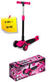 Katlanabilen 3 Tekerlekli Işıklı Pembe Renk Scooter - 4 Yaş +