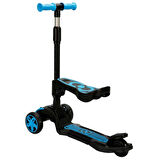 3 Tekerlekli Katlanabilir Işıklı Oturaklı Mavi Renk Scooter - (3 - 7 Yaş Arası)