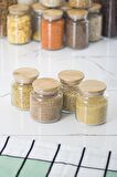 9 Lu Set Bambu Kapaklı Cam Kavanoz & Erzak Saklama Kabı 3 X (1.3 LT 0.80 LT 0.50  LT ( Vakum Kapak )
