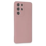 Samsung Galaxy S21 Ultra Kılıf Nano İçi Kadife Silikon - Pudra
