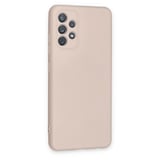 Samsung Galaxy A72 Kılıf Nano İçi Kadife Silikon - Pudra