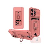 Apple İphone 14 Pro Max Kılıf Zuma Kartvizitli Yüzüklü Silikon - Pembe