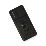 Samsung Galaxy A02s Kılıf Pars Lens Yüzüklü Silikon - Siyah