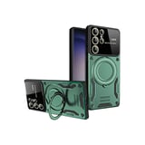 Samsung Galaxy S25 Ultra Kılıf Joy Lens Standlı Kapak - Koyu Yeşil