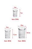 12'li Barok Yuvarlak 3 Boy Kavanoz Seti & Saklama Kabı & Erzak Kabı (4*1000 ML, 4*500 ML,4*250 ML)