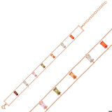 925 Ayar Gümüş Rose Renkli Baget Taşlı Bileklik