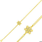 ​925 Ayar Gümüş Gold Kar Tanesi Bileklik