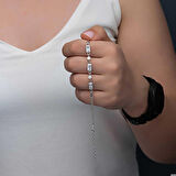 Gümüş Dikdörtgen Zirkon Taşlı Kadın Bileklik