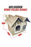 XPERMATE Pet Villa Kedi Evi Kedi Villası Kedi Kulübesi Kedi Evleri Bej 