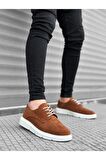 Xramburada 003 Bağcıklı Süet Klasik Taba Beyaz Yüksek Taban Casual Erkek Ayakkabı