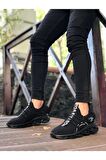Xramburada Yüksek Taban Tarz Sneakers Cırt Detaylı Siyah Erkek Spor Ayakkabısı