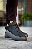 Xramburada Bağcıklı Erkek Yüksek Siyah Taban Siyah Spor Bot