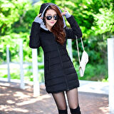 Kapüşonlu Eldiven Detaylı Kadın Kışlık Şişme Mont