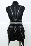 Püslüllü Deri Harness Takım, Püsküllü Elbise Aksesuarı