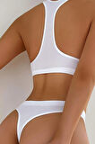 Kadın Beyaz Desteksiz Seamless Tangalı İç Çamaşır Takımı