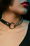 Zincirli Deri Choker, Zincir Detaylı Seksi Choker