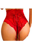 Kırmızı Dantelli Yüksek Bel Külot Hera - K1001