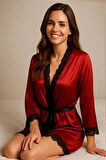 Venlisa Saten ve Dantel Detaylı Sabahlık Takımı V2600