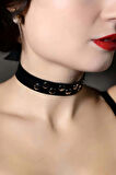 Perçin Detaylı Şık Deri ChokerTasma